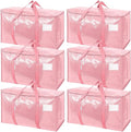 TICONN 6 Pack Extra Large Moving Bags Heavy Duty with Zippers & Carrying Handles, Durable Storage Bags Moving Boxes for Closet Organizers and Storage (6 Pack, Coral)