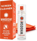 WHOOSH! Screen Shine Go XL - 3.4 fl oz with Microfiber Cloth - Powerful Streak-Free Screen Cleaner Spray and Wipe for MacBook, Laptop, Car, Eyeglasses & Phone - Sleek Bottle for Home, Work or Travel