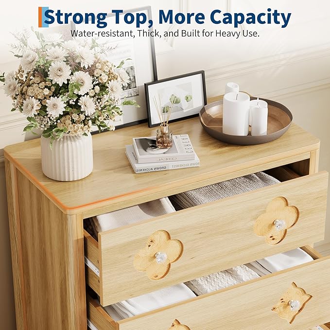 Garvee Dresser for Bedroom, Chest of Dressers 30.4" Tall Dresser for Closet with 3 Decorative Drawer Front Chest with Clothes Storage Cabinet, Drawer Organizer for Bedroom, Living Room, Closet