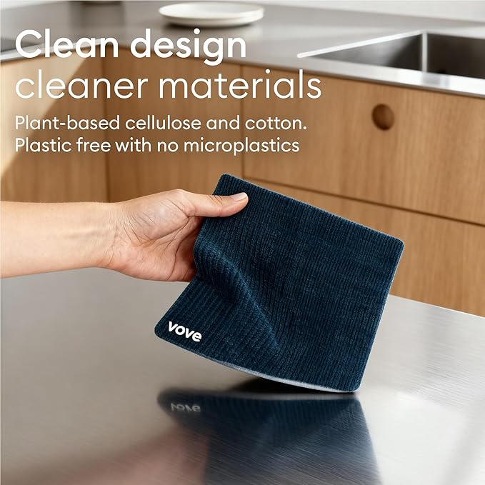 Vove Swedish Dishcloths 5-Pack, Modern Abstract - FSC Certified Cellulose & Cotton, Oeko-TEX Standard 100, Reusable Washable Kitchen Cleaning Cloths, Eco Friendly Floral Design