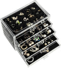 5 Drawers Clear Jewelry Box for Women and Girls, Acrylic Earring Holder Organizer Ring Holder Display Storage, Black