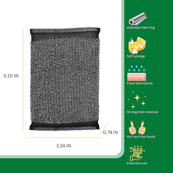 DDGEAA Steel Wool Scrub Sponges Kitchen, Reusable Dish Scrubber Sponge, for Pots, Pans, Gentle and Scratch Free - 12 Pack Black