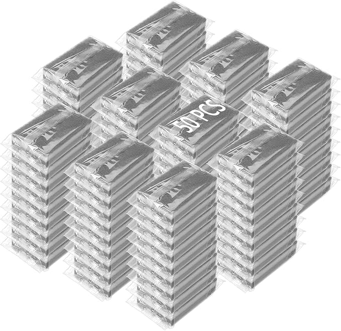 Ovveroche 50 Pcs Individually Wrapped Sponges, Uncompressed Non Scratch Scrouing Sponges for Household Cleaning Dishes Kitchen Airbnb Apartment Car Bike Gray