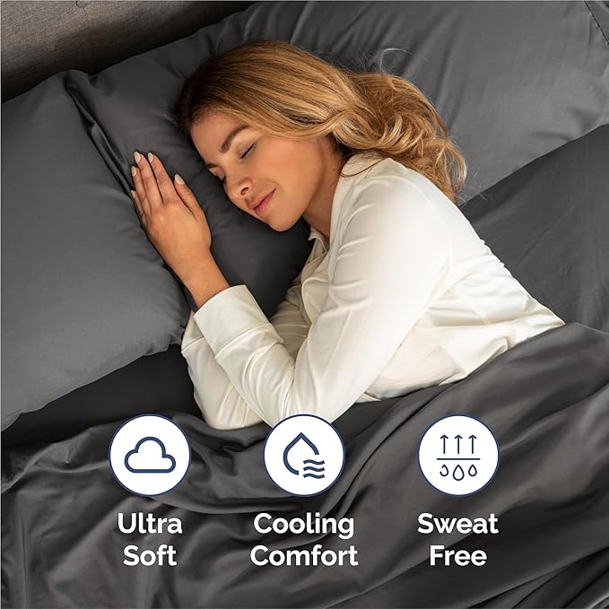 Split King 7 Piece Sheet Set - Comfy Breathable & Cooling - Soft Hotel Luxury Bedding Set with 8-16 Inch Deep Pockets - 1 Flat & 2 Fitted Sheet & 4 Pillowcases - Wrinkle Free & Easy Care - Charcoal