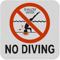 No Diving Sign - 6x6 Inch Adhesive Vinyl Sticker for Pools, Waterproof and Durable Swimming Pool Safety Sign (No Diving)