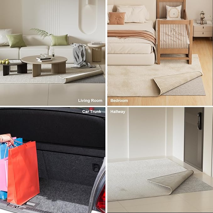 COMFYPAD Felt Rug Pad with Gripper Dots, 3x5 Ft Non-Slip Rug Underpad with PVC Backing, 1/6" Thick Cushioned Carpet Pad Gripper for Hardwood Floors, Vinyl & Tile, Under Rug Padding Floor Protection