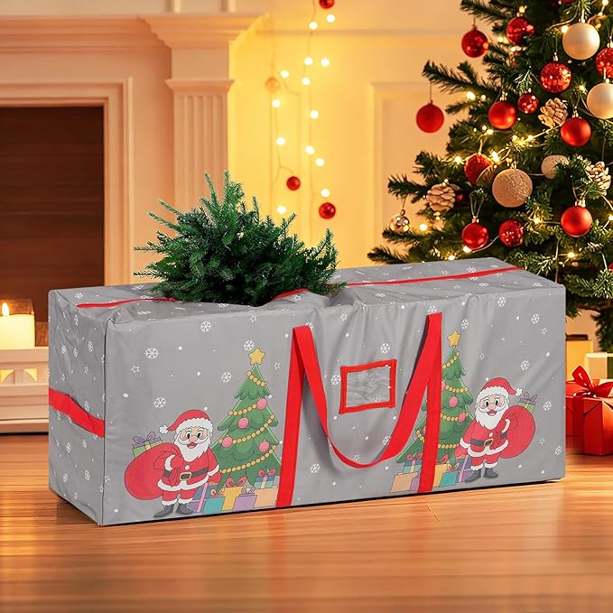 9 Ft Christmas Tree Storage Bag, Waterproof Heavy Duty Oxford, Extra Large Xmas Tree Storage Bag with Handles and Sleek Zipper for Christmas Ornaments Wreath, Grey