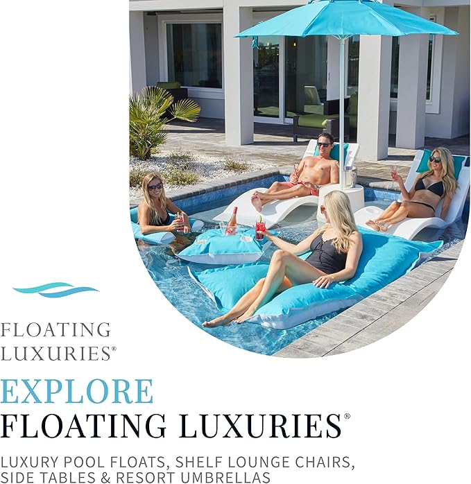 Floating Luxuries Kai Shelf Pool Lounger, in-Pool, Use in Pools with Shelves Up to 9 Inches Deep, Built-in Drink and Phone Holders, Chaise Lounge Chairs, Arctic White, Set of 2