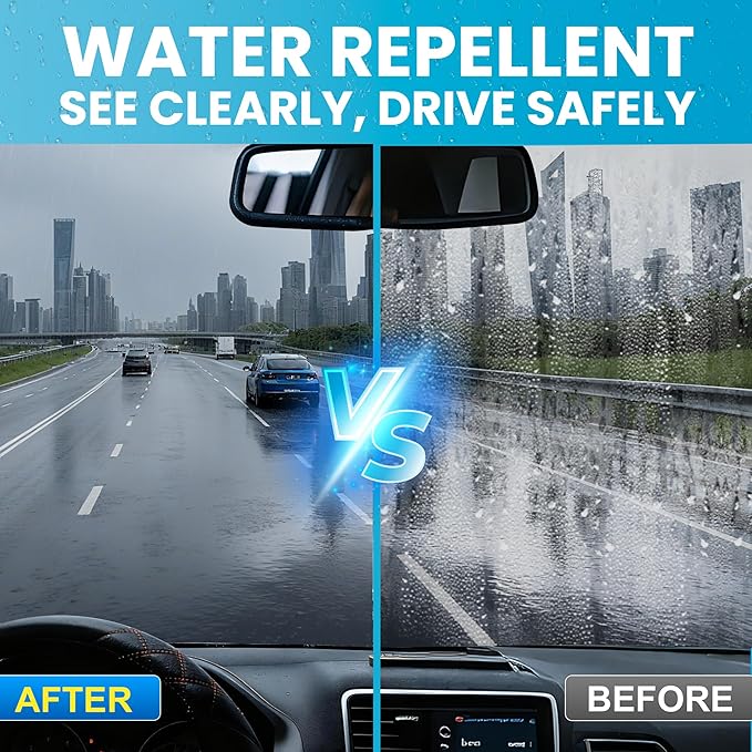 LUSTRIO Glass Water Repellent and Rain Repellent Spray, Hydrophobic Coating for Car Windshield, Auto Glass, House Windows, Mirrors, Long-Lasting Waterproof Protection 4oz/120ml