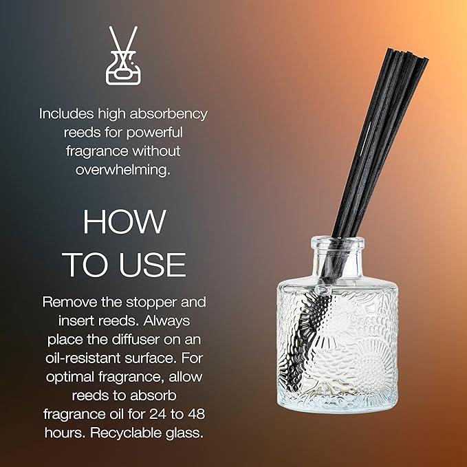 Voluspa Moso Bamboo Scented Reed Diffuser, 3.4 oz, Luxury Bamboo Diffuser, Oil Reed Diffusers for Home, Handcrafted in The USA