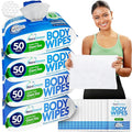 XL Body Wipes - (4 Pack) 200 No Rinse Shower Wipes + 16 Travel Bath Sheets - 10 x 11.5" Thick Cleansing Waterless Washcloths - Disposable Adult Wash Cloths for Elderly Incontinence, Camping Essentials