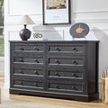 LIDYUK 8-Drawer Black Dresser for Bedroom Farmhouse Dresser Chest of Drawers, 55" Wide Clothes Organizer Wood Chest of Drawers for Bedroom, Living Room