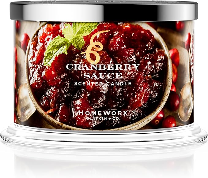 HomeWorx by SLATKIN + CO. Candle- Cranberry Sauce, 18 oz. Premium Scented Candle - 30-55 Hours Burn Time