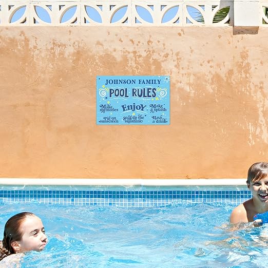 Custom Pool Sign, Fun Pool Rules for Pool Decor Sign, 12x18 Inches, Rust Free .063 Aluminum, Fade Resistant, Made in USA by Sigo Signs