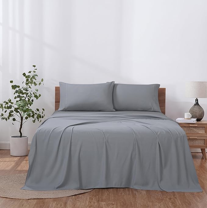 Modern Threads Soft Microfiber Solid Sheets - Luxurious Microfiber Bed Sheets - Includes Flat Sheet, Fitted Sheet with Deep Pockets, & Pillowcases Stone California King