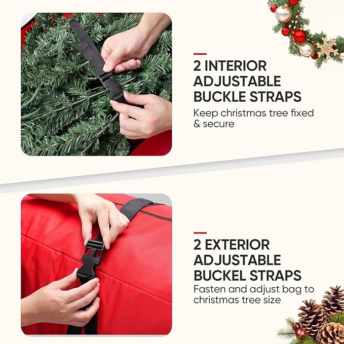 BALEINE 9 ft Rolling Christmas Tree Storage Bag, 3 Swivel Wheels for Easy Moving, Heavy Duty 600D Oxford Fabric Extra Large Artificial Christmas Tree Bag with Reinforced Carry Handles (Grey)
