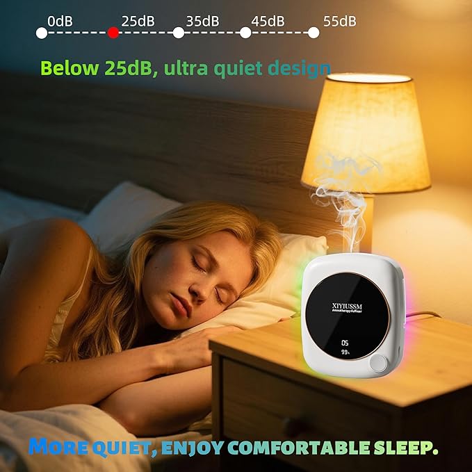 Waterless Essential Oil Diffuser for Home Office Travel Ultrasonic Aromatherapy Small Cordless Diffuser with 7 Mist Modes for Bedroom Bathroom Hotel Car Portable Air Freshener & Scent Machine