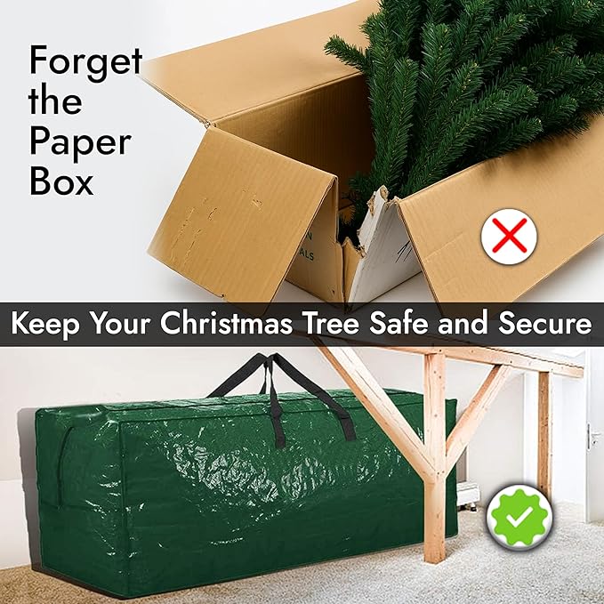 3pcs Christmas Tree Storage Bag 7.5 Ft with 2pcs Ornaments Bags, Waterproof, Reinforced Handles & Dual Zipper, Artificial Christmas Trees Storage, Extra Large Capacity
