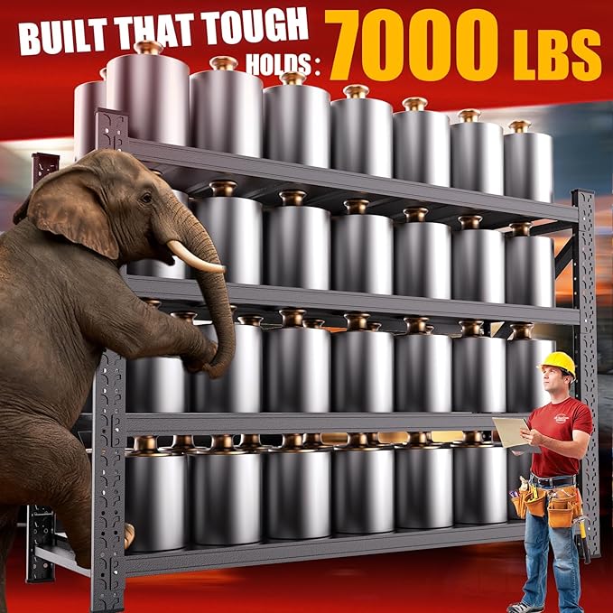 7000LBS Storage Shelves Heavy Duty, Metal Storage Shelves 4 Tier Units Adjustable Utility Rack Shelf, Heavy Duty Garage Racks Shelving for Basement, Industrial, Garage Shelving 70" W x 24" D x 70" H