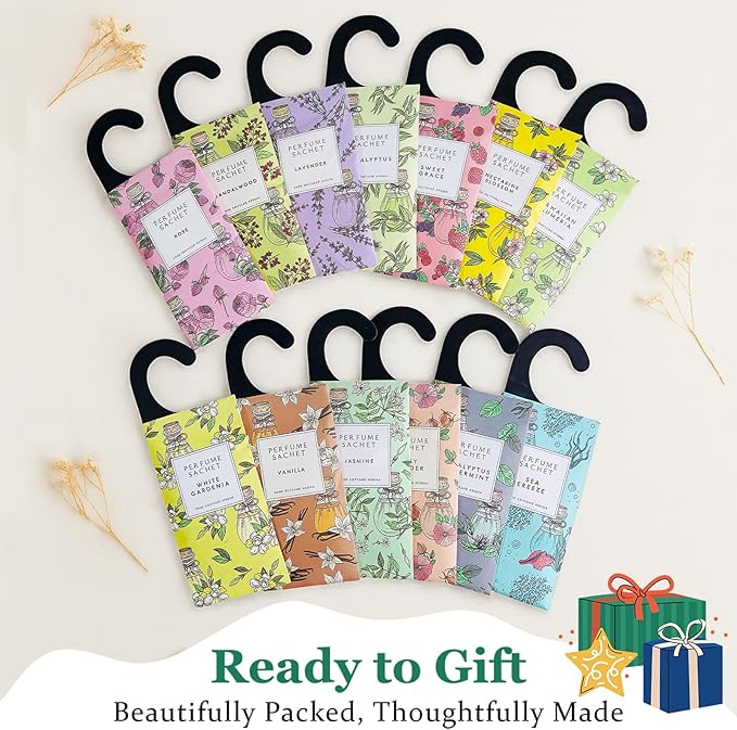 ROSE COTTAGE Large 12 Packs Flower Citrus Hanging Closet Air Freshener Scented Sachets Long Lasting Smell Goods