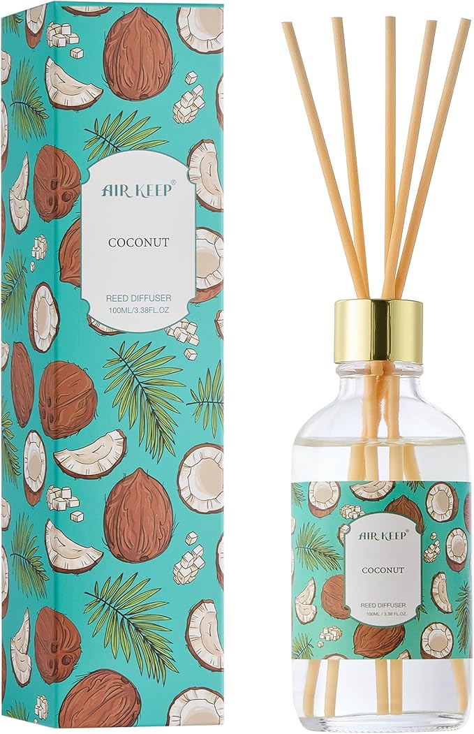 Airkeep Reed Diffuser Oil Set with Reed Sticks,Rose Aromatherapy Oil Scent Diffuser for Home Office Bathroom Decoration Perfume and Gifts 3.38oz/100ml