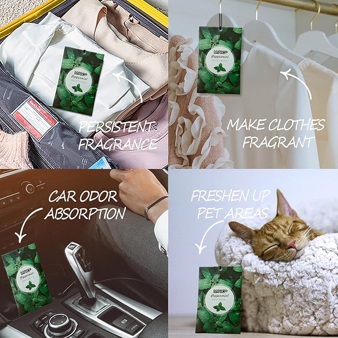 MYARO 12 Packs Peppermint Potpourri Bags Sachets for Drawer and Closet, Long-Lasting Drawer Car Air Fresheners Closet Odor Eliminating Home Fragrance