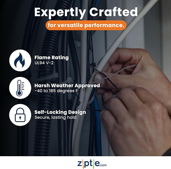 ZipTie.com 12-inch Natural Screw Mount Zip Tie, 120-lb Tensile Strength, UL 21 Listed, 100-Pack