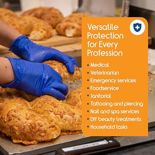 Inspire Cobalt Blue Nitrile Disposable Gloves | 4.5 Nitrile Safety Medical Exam Cooking Cleaning Disposable Gloves (Blue - Box of 100, Small)