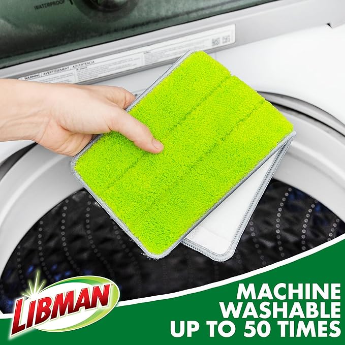 Libman Rinse 'n Wring Mop and Bucket System | Microfiber Floor Mop | Hardwood Floor Cleaner | Wet & Dry Mop | Clean & Dirty Water Chambers | Power Blades | 4 Total Microfiber Pads
