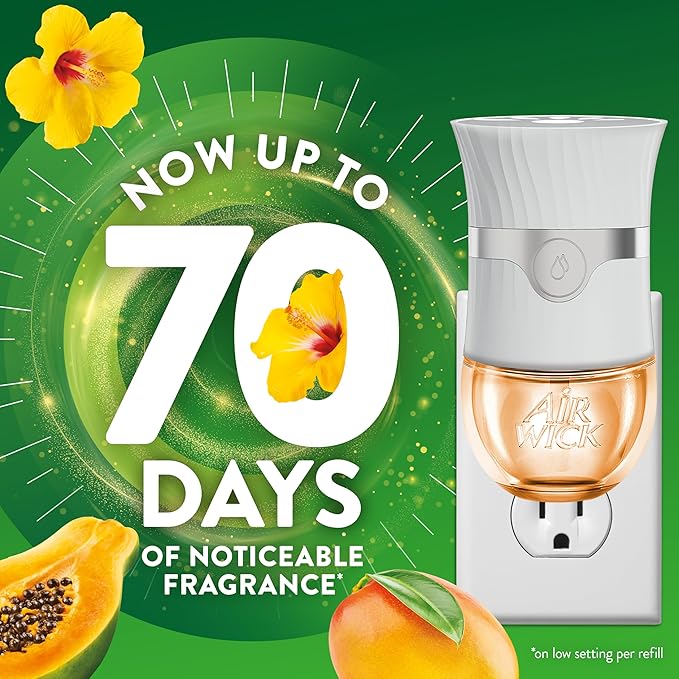 Air Wick Plug In Scented Oil Refill, Infused with Essential Oils, Plug In Air Fresheners for Home, Hawaii, 6 ct