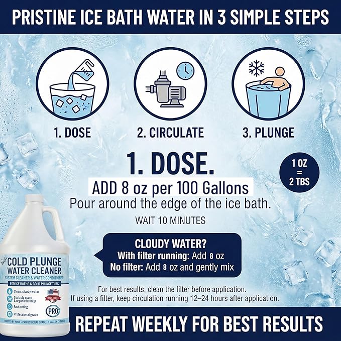 5in1 Weekly Cold Plunge Water Treatment - HOCl Cold Plunge Cleaner, Ice Bath Cleaner, Water Stabilizer For Cold Plunge Ice Pod, Clarifier Softener Chemicals, Ice Bath Accessories, 1 Gallon