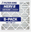 Filter King 14x14x1 | 6-PACK | MERV 8 | HVAC Pleated AC Furnace Filters | MADE IN USA | Actual Size: 13.75 x 13.75 x .75"