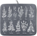 Flower Herbs Dish Drying Mat Wild Plant Dish Rack Mat with Hanging Loop Fast Dry Dish Drainer Pad for Kitchen Counter Sink 16x18 Inch