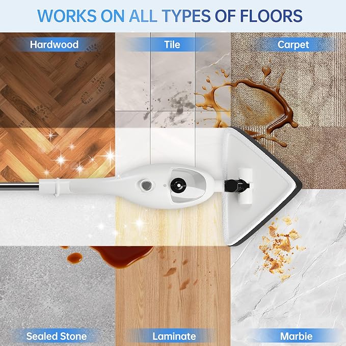 Ceyodo 15-in-1 Steam Mops with Detachable Handheld Steamer, Multipurpose Steam Cleaner Mop for Hardwood Floors, High-Pressure 1300W Motor, 30s Fast Heat Up for Tile, Laminate, and Carpet Cleaning