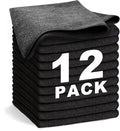 WEAWE Black Microfiber Cleaning Cloth 13"x13", Ultra Soft Absorbent Microfiber Cleaning Rags for Housekeeping Cleaning Supplies, Lint Free Reusable Cleaning Cloths for House Washable, Pack of 12