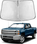 EcoNour Windshield Sunshade for Chevrolet Silverado 2500 2015–2019 | Custom Fit Front Window Sun Shade | Blocks Harmful UV Rays & Reduces Heat | Foldable Sun Visor with Storage Pouch