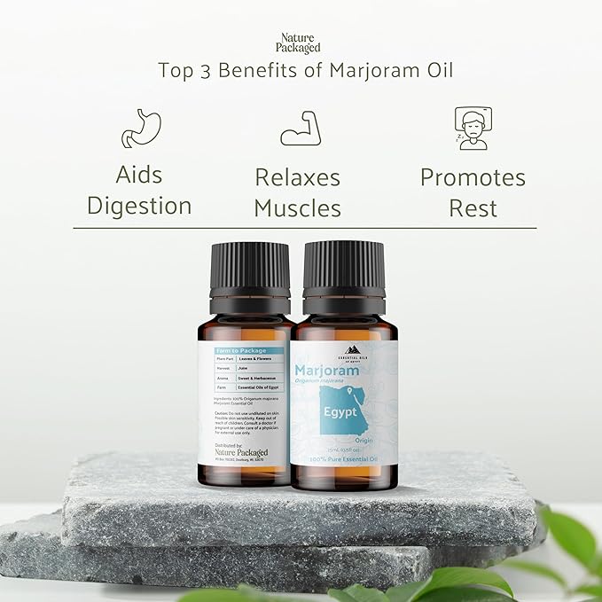 Marjoram Essential Oil - Aceite de Mejorana Direct from Egypt for Massage & Aromatherapy | Premium Therapeutic Grade (8oz)