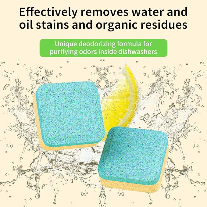 Dishwasher Cleaner and Deodorizer Tablets 24 Pack - 1 Year Supply Deeply Removes Dirt With Odor Eliminating, Dishwasher Cleaner Tablets Naturally Removes Scale Andblockage From Pipes