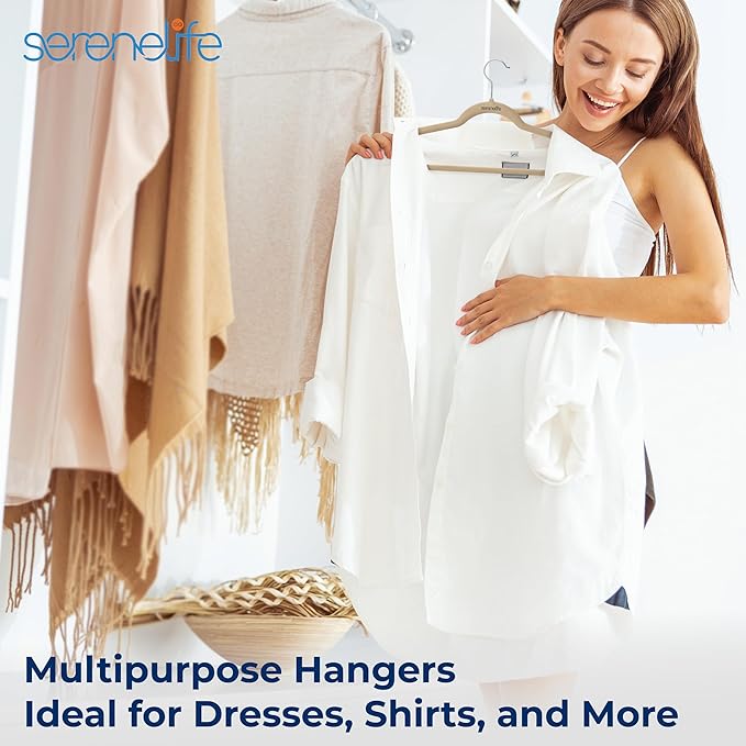 SereneLife 30 Pack Velvet Hangers – Non-Slip Clothes Hangers with Heavy Duty Design, Slim Space-Saving Coat Hangers with 360° Swivel Hook, Strong Lightweight Closet Organizer Set for Clothes (Ivory)