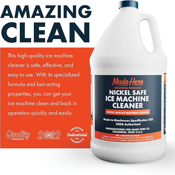 Made Here Co. Ice Machine Cleaner - Nickel-Safe Descaler for Effective Cleaning- Ideal for Nickel Components - Ideal for Home or Commercial Use, 1 Gallon, Pack of 1