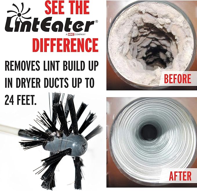 RLE24 LintEater Rotary Dryer Vent Cleaning System, Removes Lint, Extends Up to 24’