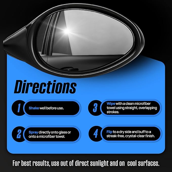 Magic Finish Car Glass Cleaner (16 fl oz) – Ammonia-Free Window Cleaner Spray for Interior & Exterior Auto Glass – Anti-Fog, Streak-Free Car Cleaning Supplies for Tint, Mirrors & Screens