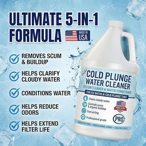 5in1 Weekly Cold Plunge Water Treatment - HOCl Cold Plunge Cleaner, Ice Bath Cleaner, Water Stabilizer For Cold Plunge Ice Pod, Clarifier Softener Chemicals, Ice Bath Accessories, 1 Gallon