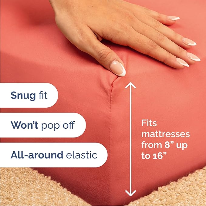 Cal King 6 Piece Sheet Set - Comfy Breathable & Cooling - Ultra-Soft Hotel Luxury Bedding Set with 8-16 Inch Deep Pockets - 1 Flat & 1 Fitted Sheet & 4 Pillowcases - Wrinkle Free & Easy Care - Coral