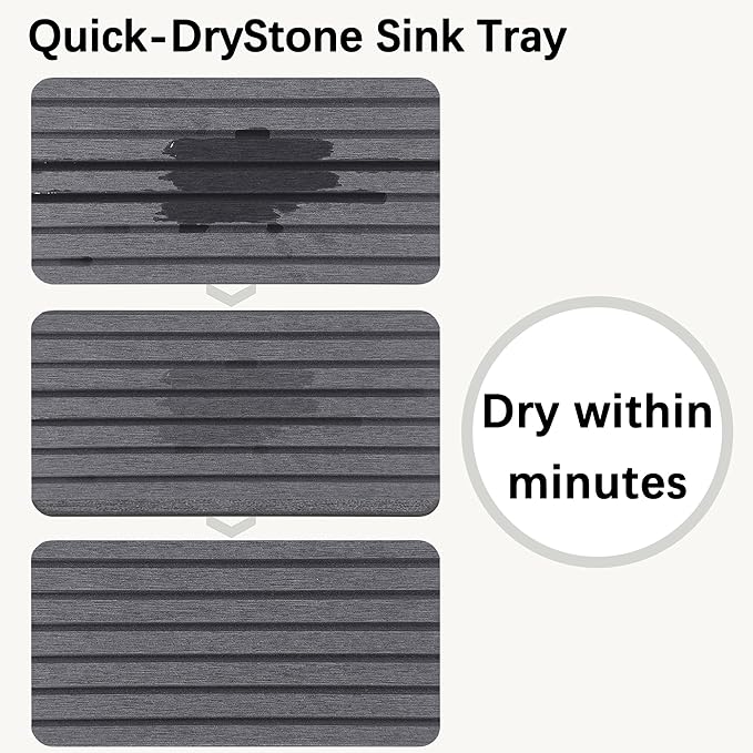 NiuYichee 2 PCS Water Absorbent Diatomite Coasters (7.1" x 3.5"), Grooved Design, Water Absorbing Stone Used for Hand Soaps & Plants & toiletries in The Modern Home