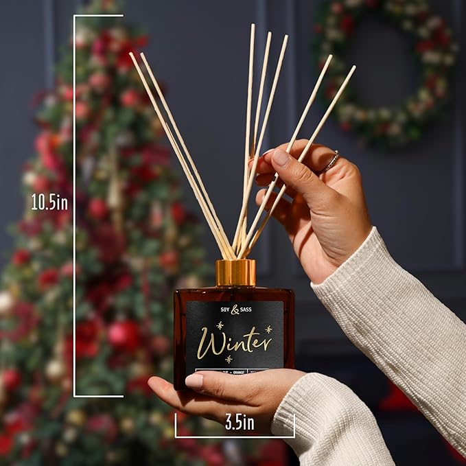 Winter Diffuser, Christmas Diffuser - w/Cinnamon, Clove & Orange I Infused w/Essential Oils I3.75 OZ Oil I Christmas Décor I Long-Lasting Scent Lasts 4-6 Month's I Made in The USA