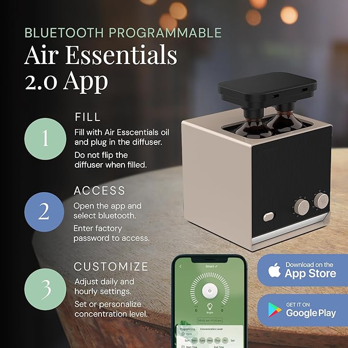 Air Esscentials Smart Scent Air Machine for Home, Office, Spa & Hotel, Switch Between 2 Fragrances, Bluetooth & Waterless Oil Diffuser with Cold Air Technology, Covers 1,000 sq. ft., Duo Scent Tuner