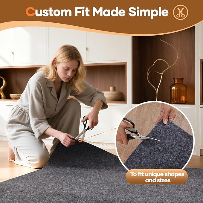 Veken Non Slip Cushioned Rug Pad Gripper 4 x 6 Ft, Felt and Silicone Backing, 1/8 inch Thick Carpet Liner for Hardwood Floors and Finishes, Under Area Rugs Anti Skid Mat, Keep Rugs Safe and in Place