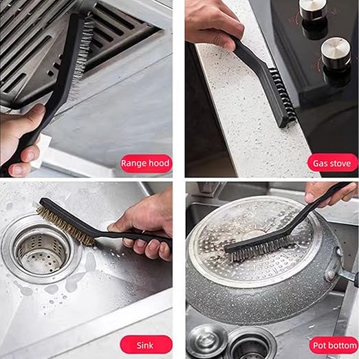 Wire Brush Set, 9-Piece, for Removing Weld slag, Rust and dust. Wire Cleaning Brushes comprise Three Different Sizes, Featuring Brass, Nylon and Stainless Steel Bristle Heads respectively, Black