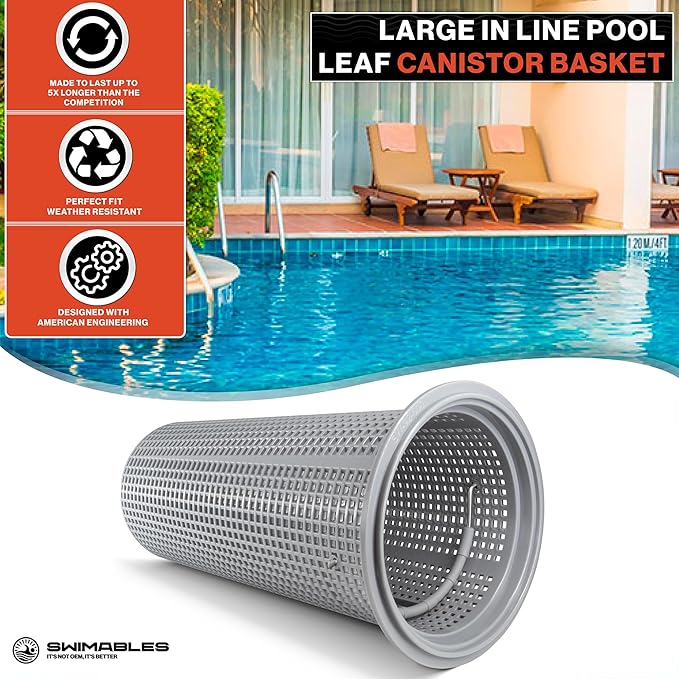 Swimables Heavy Duty Large Leaf Canister Basket - Compatible with Hayward Leaf Canister Basket W530 & W560 Pool Filter Basket Replacement - Durable Pool Strainer Basket for Inline Leaf Canister